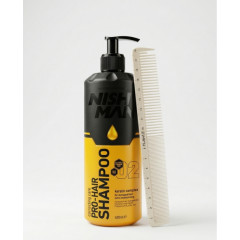 Шампунь Nishman Keratin Complex 400 мл + расческа Flawle FL233 WHITE/BEIGE